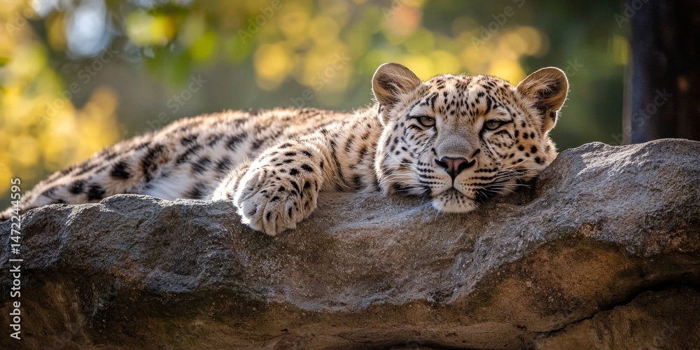 Fototapeta premium Majestic leopard portrait highlighting its unique markings.