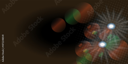 Lens flare and light overlay on black background. orange color. Lens Flare, Sun Flare on black background. Optical Flare effect illustration. lens effects for overlay designs or screen blending mode