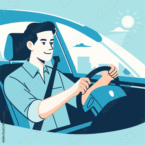 illustration of a person driving a car