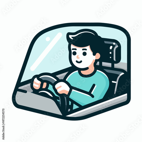 vector illustration of a man driving a car