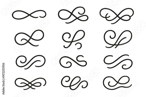 Elegant vector icons of decorative flourishes ideal for design projects and creative expressions
