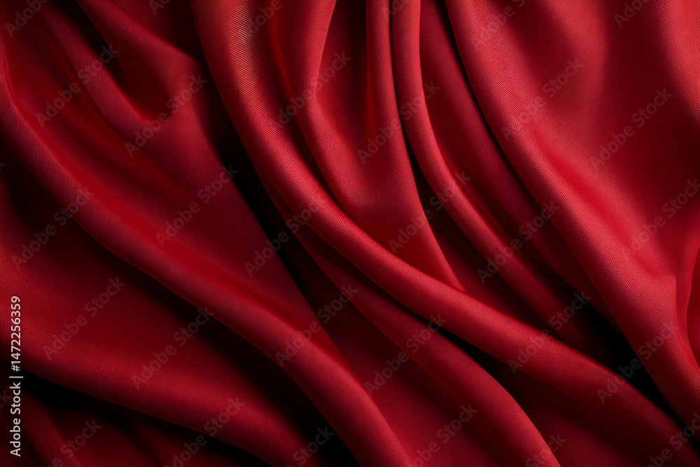 Fototapeta premium Elegant Red Fabric Texture with Soft Drapes and Smooth Surface