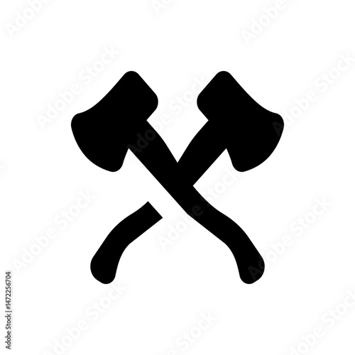 Illustration of two crossed axes with black color and white background in a simple and bold style design
