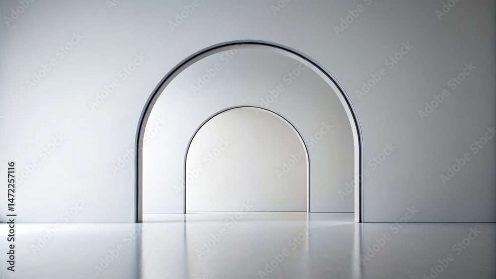 Fototapeta premium Modern Minimalist Interior Design with Nested Arched Doorways
