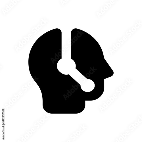 Silhouette of a head with a clock hand inside, representing time management and productivity concept