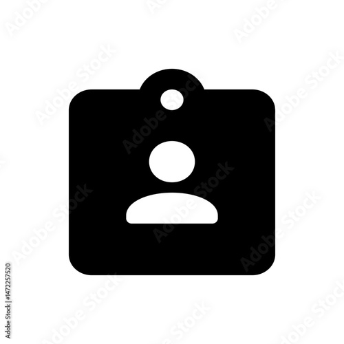 Illustration of a black identification card with a white person icon and a hole at the top center