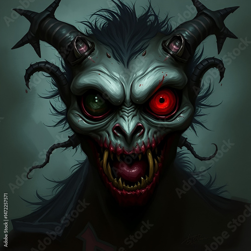 Horrific One-Eyed Beast: A Digital Painting of a Gory, Macabre Creature