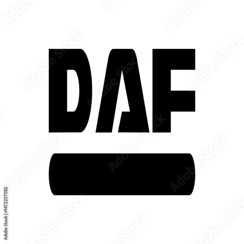 A logo design featuring the word daf in bold black letters with a thick black line underneath the letters