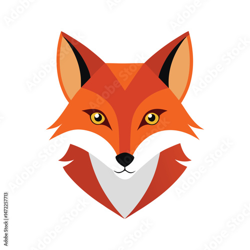 Colorful geometric fox head illustration isolated on white background for various design purposes