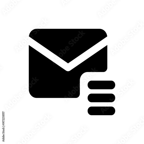 Black and white illustration of an email envelope with three horizontal lines on the right side icon