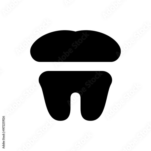 Simple black and white illustration of a molar tooth with a rounded top and distinct root structure