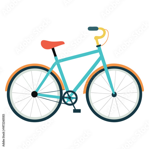 Colorful illustration of a classic bicycle isolated on a clean white background for design