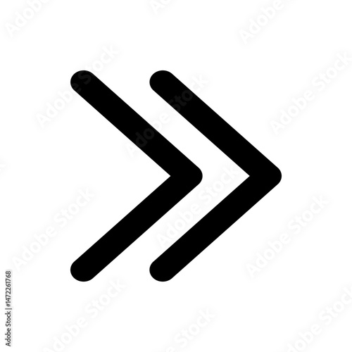 Two black chevron arrows pointing to the right direction indicating forward movement and progression shown here