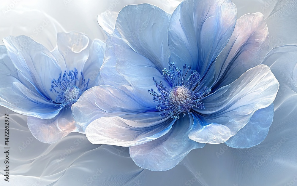 Obraz premium Delicate, light blue flowers with soft, flowing petals.