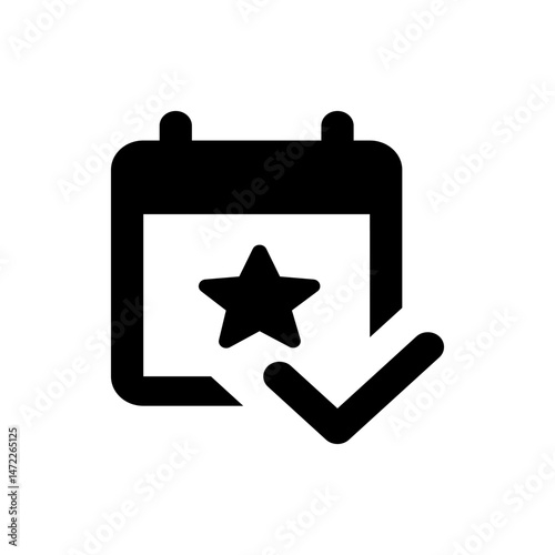 Calendar icon with a star inside and a check mark indicating a scheduled and confirmed event date