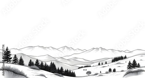 hand drawn landscape art