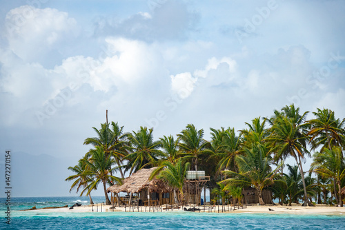 Shack on the beach on an island in the San Blas Islands, on the Caribbean coast of Panama