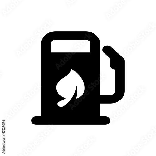 Illustration of a black fuel pump with a leaf symbol representing alternative and renewable energy sources