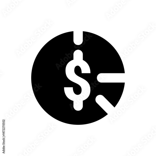 Dollar sign inside a black circle with white cutouts representing financial transactions and money flow