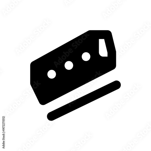 Illustration of a black stapler with three white circles and a staple bar on a white background view