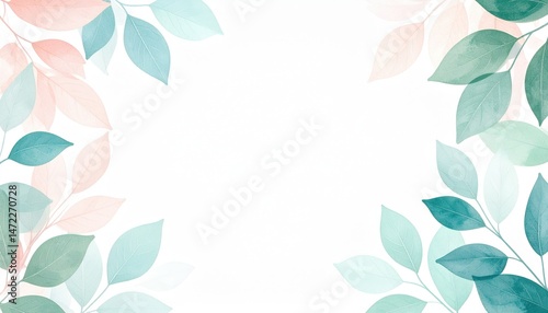 Nature-inspired leaf border design digital artwork tranquil environment aesthetic background creative concept