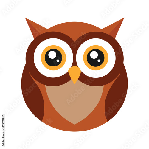 Cute brown owl vector illustration depicting wisdom and knowledge isolated on white background