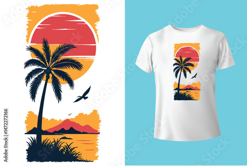Retro Style Summer t-shirt design bundle for men and women. Custom t-shirt design.