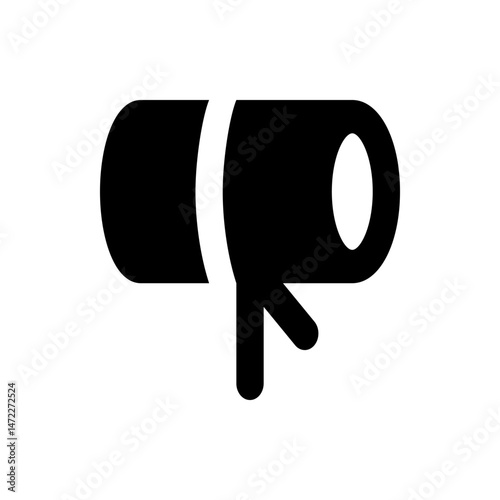 Illustration of a black microphone or speaker with a stand on a white background in a simple style