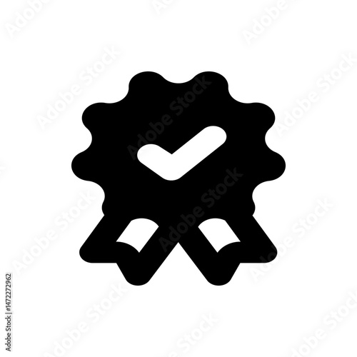 A black and white rosette icon with a checkmark in the center representing quality assurance and validation