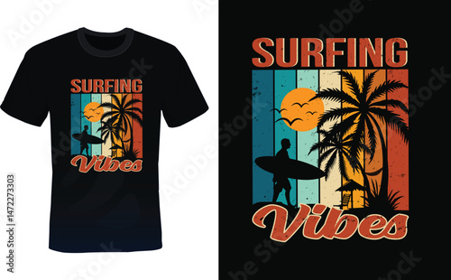 Summer t-shirt design, surfing vibes