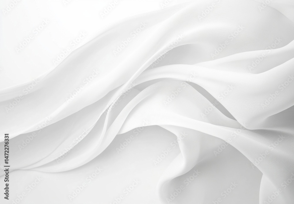 Obraz premium Elegant Draped White Silk Fabric, Soft and Flowing Texture, Luxurious and Smooth Material, Ideal for Fashion Design or Background. : Generative AI