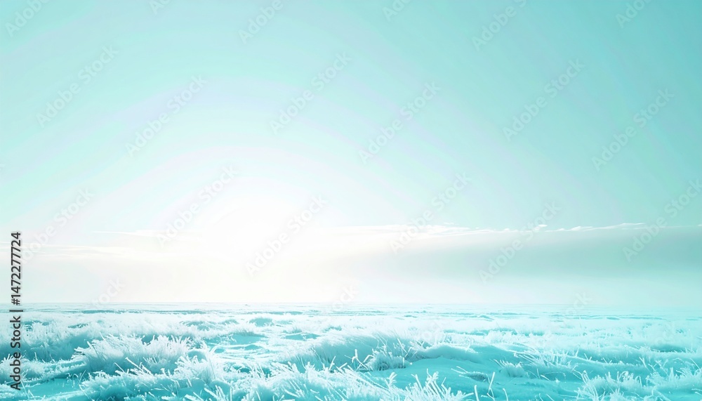 Obraz premium Frozen landscape sunrise arctic region nature photography icy environment wide-angle view serene beauty