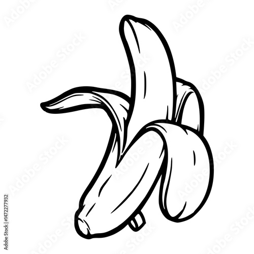 partially peeled banana vector illustration
