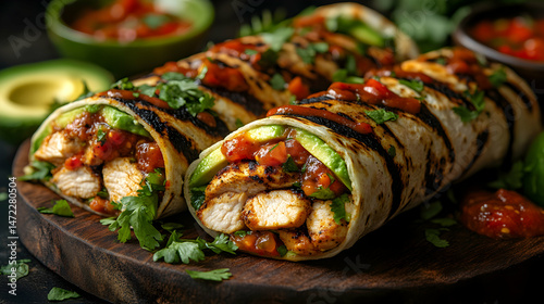Grilled Chicken Tortillas with Fresh Salsa and Avocado Garnish