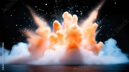 Fiery Orange Explosion with Smoke, Sparks, and Glowing Particles
