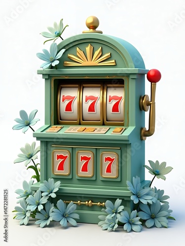 3d green slot machine with red 777 in casino vibes