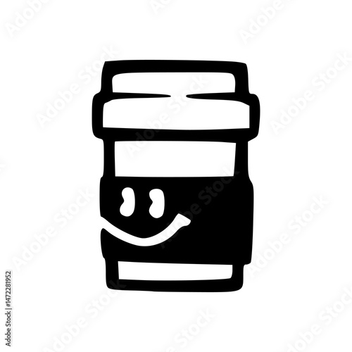 takeaway coffee icon with smiling face