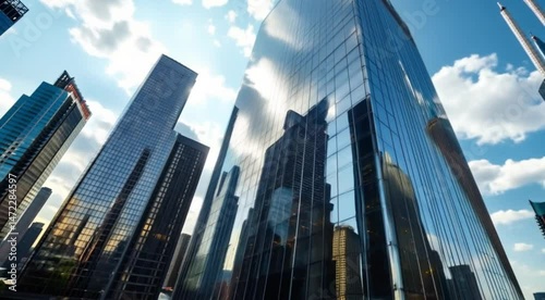 Wallpaper Mural Modern urban skyscrapers reflecting sky and clouds during a bright sunny day Torontodigital.ca