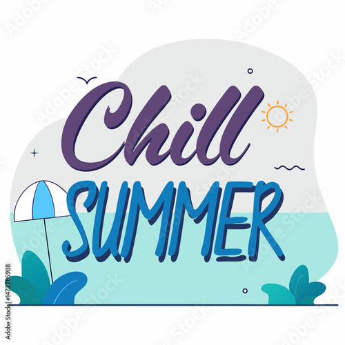 Chill summer vibes beach paradise graphic design tropical setting playful viewpoint