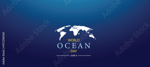 World Oceans Day June 8 world map vector poster