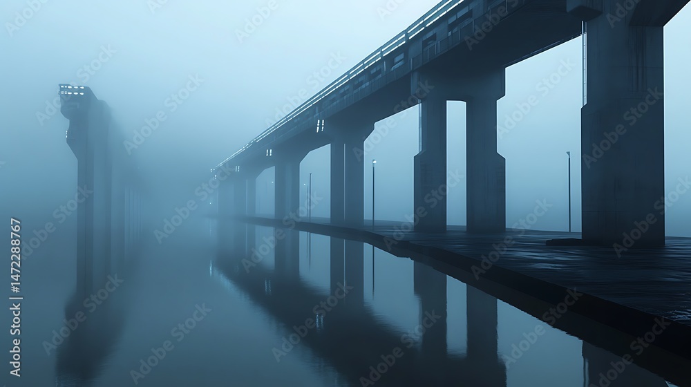 Misty morning bridge reflection Misty morning bridge reflection