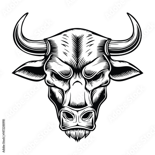 antique monochrome bull head