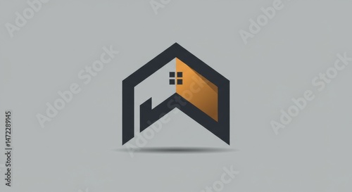 Abstract house icon with geometric design