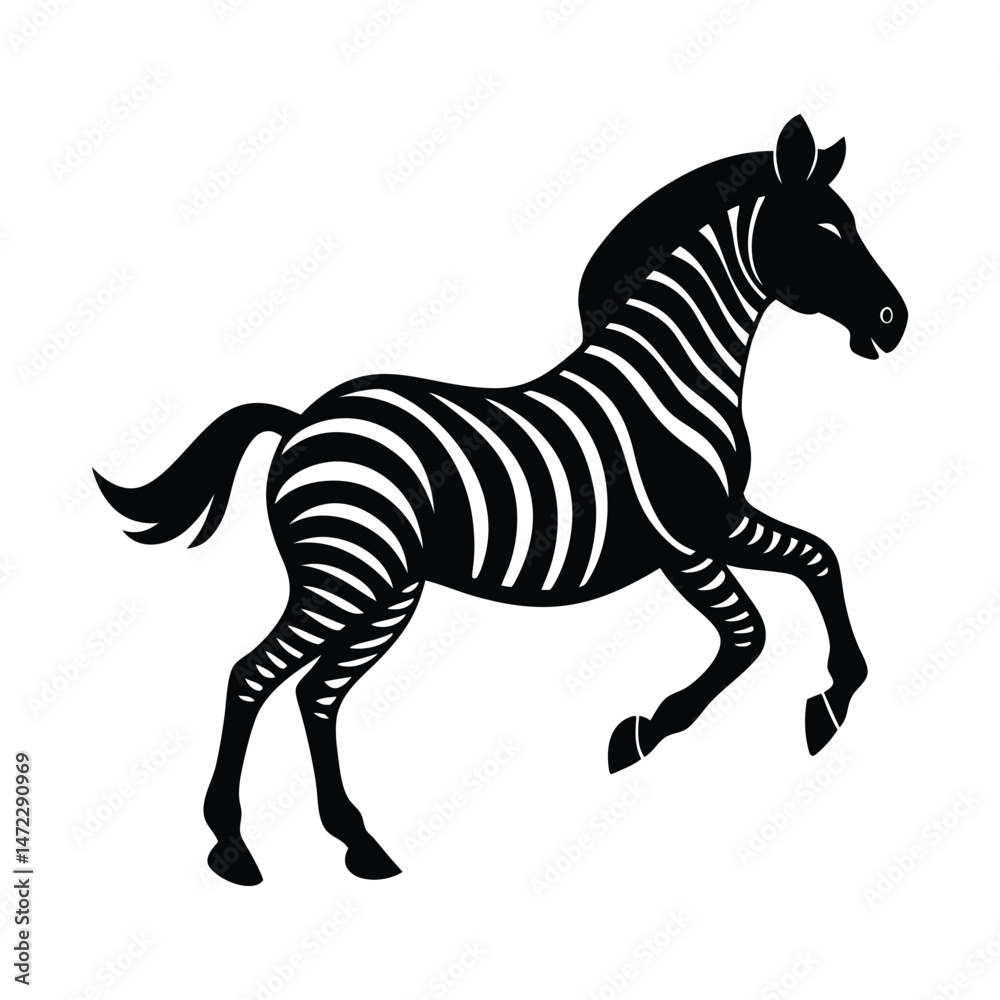 Fototapeta premium Zebra Galloping Stripes Vector Silhouette