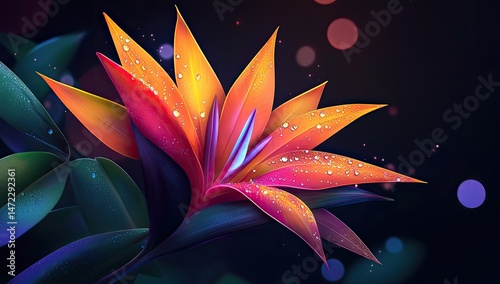 Vibrant tropical flower in rich hues. 