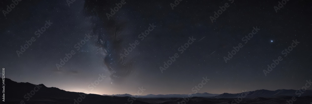 Fototapeta premium Starry night sky, infinite black expanse, cosmic dust , astronomical, black
