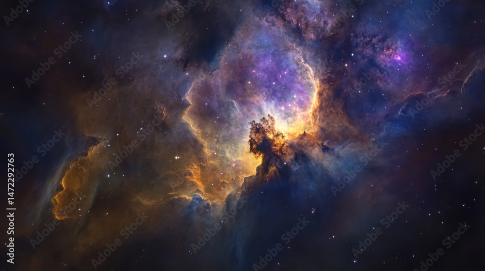 Fototapeta premium vibrant purple hues of nebula highlight cosmic beauty 