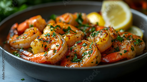 Delicious Grilled Shrimp with Fresh Herbs and Lemon Garnish