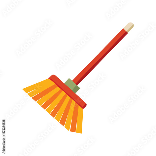 Classic broom vector illustration on white background