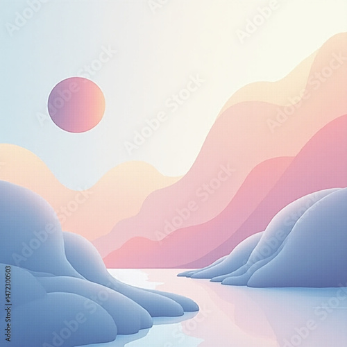 Surreal Geometric Waves – Modern Abstract Art in Pastel Gradients